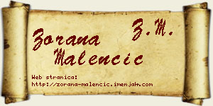 Zorana Malenčić vizit kartica
